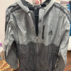 Adidas Two-Tone Gray Hooded Windbreaker Jacket